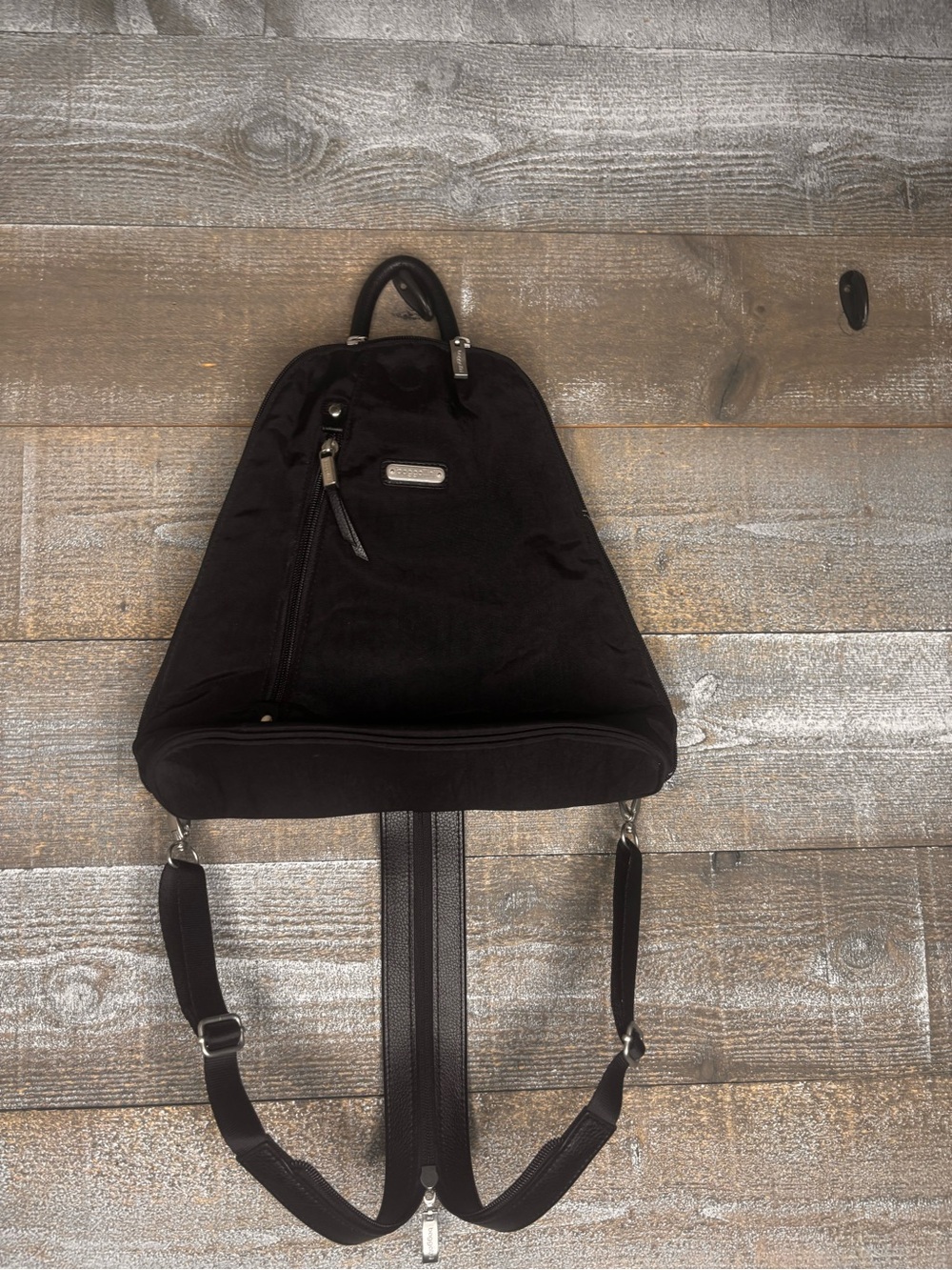 Baggallini convertible Sling Backpack purse - black travel carryon bag nylon